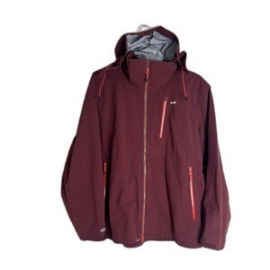Köppen Jacket Mens XL Maroon Hooded Softshell Waterproof Outdoor Coat